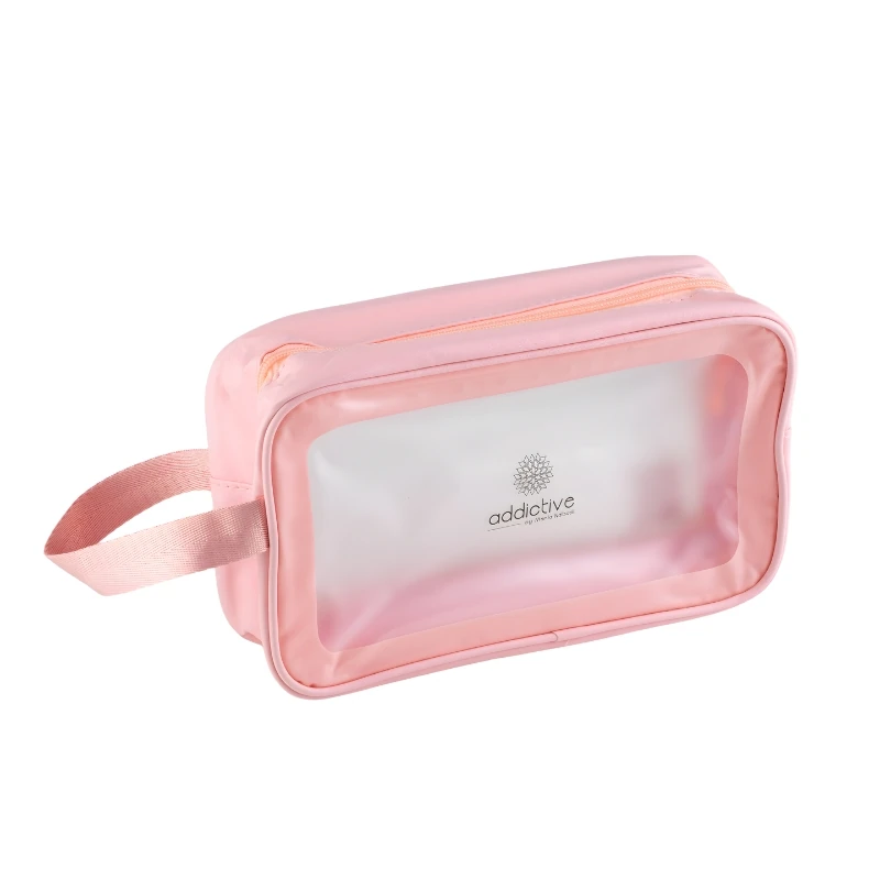 Addictive ροζ νεσεσέρ ομορφιάς travel case με διάφανη μπροστινή όψη