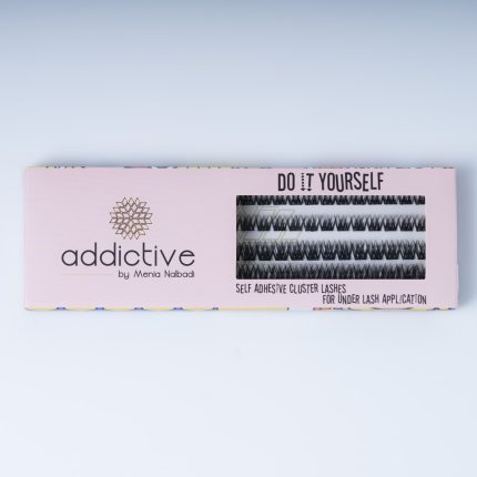 Συσκευασία DIY βλεφαρίδων Night Affair της Addictive Lashes. Πολύ πυκνά αυτοκόλλητα τουφάκια (self-adhesive clusters) για έντονο βραδινό look και τοποθέτηση under lash.
